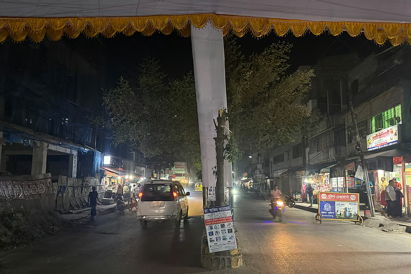 আমির হামজার তোরণের জন্য বকুলগাছের ডাল কেটে ‘ন্যাড়া’, পরে সরানো হলো তোরণ