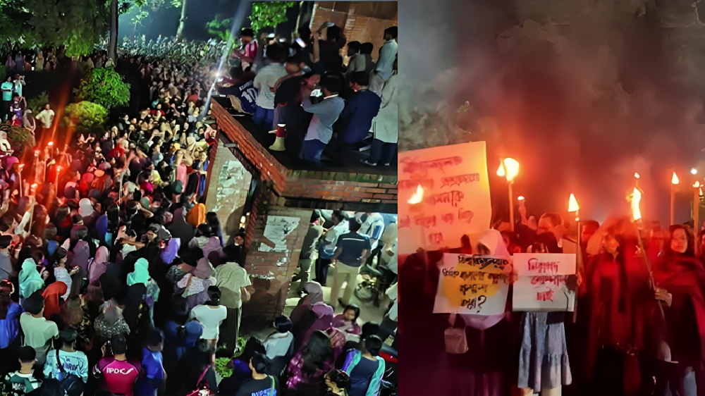 জাবিতে শিক্ষার্থীকে ধর্ষণচেষ্টা: প্রক্টরের পদত্যাগ দাবিতে শিক্ষার্থীর মশাল মিছিল ও ঘেরাও